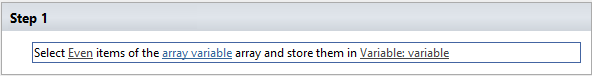 Select even/odd array items workflow activity storing selected items in a variable in SharePoint Designer