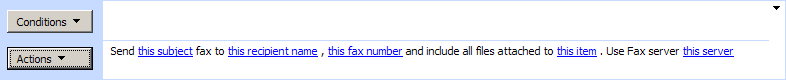 Send Fax with List Item attachment activity settings in the SharePoint Workflow Designer