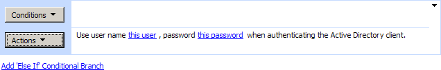 Set Active Directory authentication activity configured in the SharePoint Workflow Designer