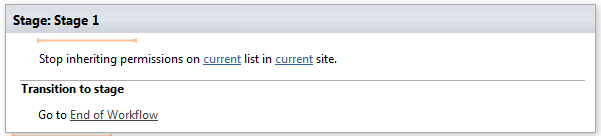 SharePoint Designer phrase for the Stop Inheriting Permissions on List workflow activity in the Virto Activities Kit