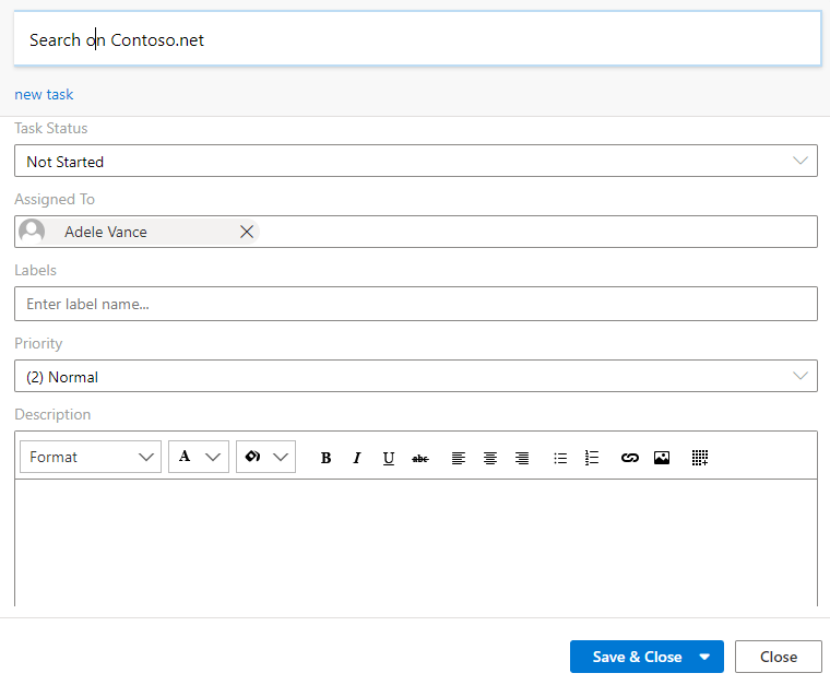 Filling out and saving the new subtask form on the Virto Kanban Board