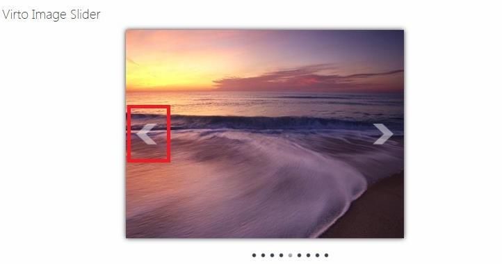 Big arrow navigation buttons style on a Virto Image Slider slide