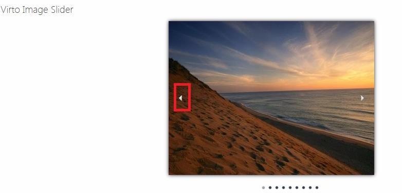Small arrow navigation buttons style on a Virto Image Slider slide