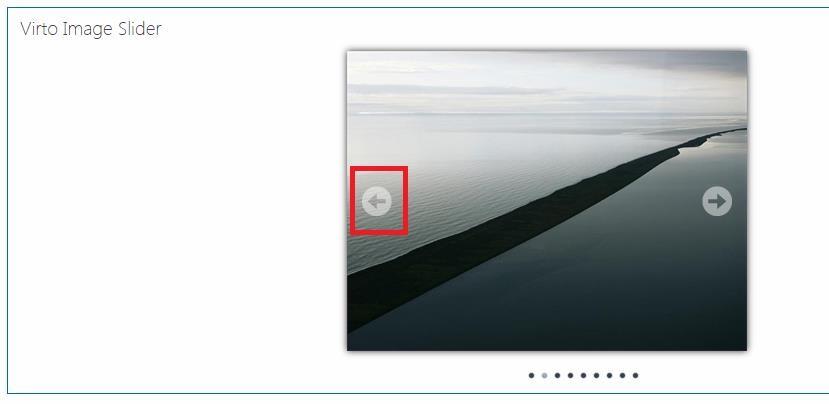 Circle arrow navigation buttons style on a Virto Image Slider slide