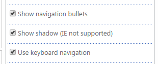 Bullets paging, shadow and keyboard navigation animation feature options
