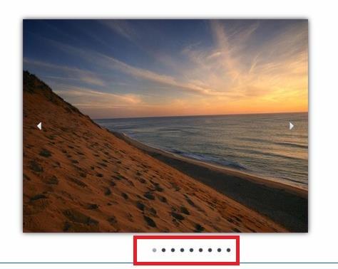 Virto Image Slider slide showing bullet paging dots and drop shadow