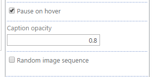 Pause on hover and Random image sequence checkboxes in transitions options