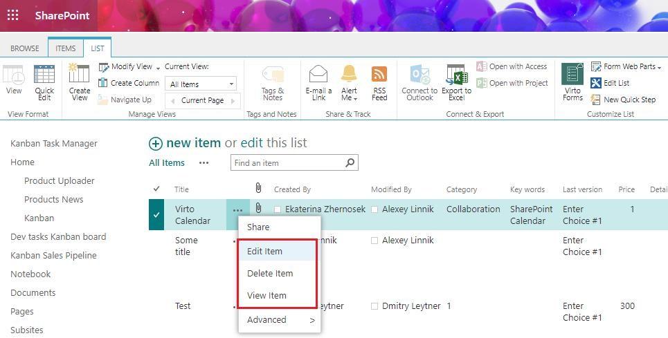 Opening a designed edit form from the item menu on a SharePoint list