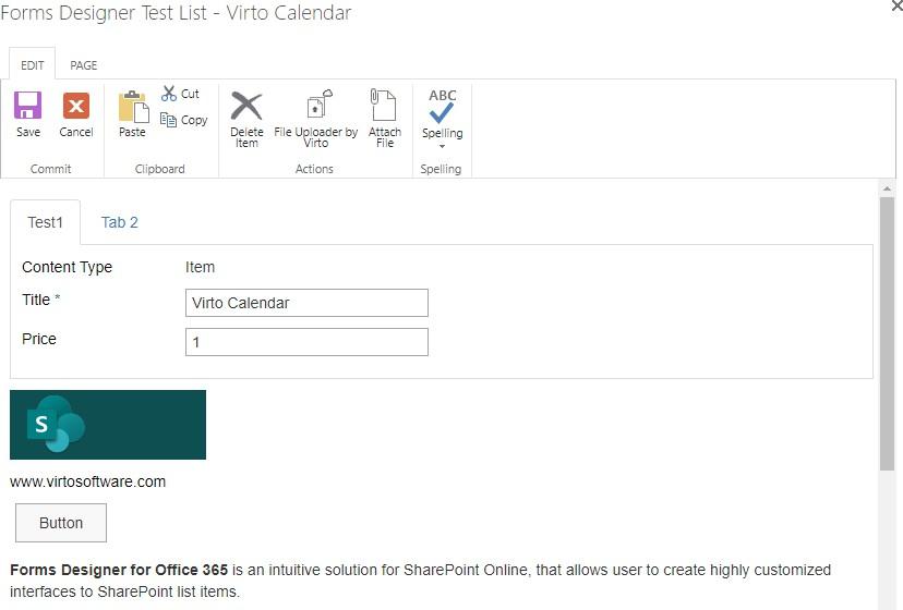 Customized SharePoint list item form as it appears to users after design adjustments