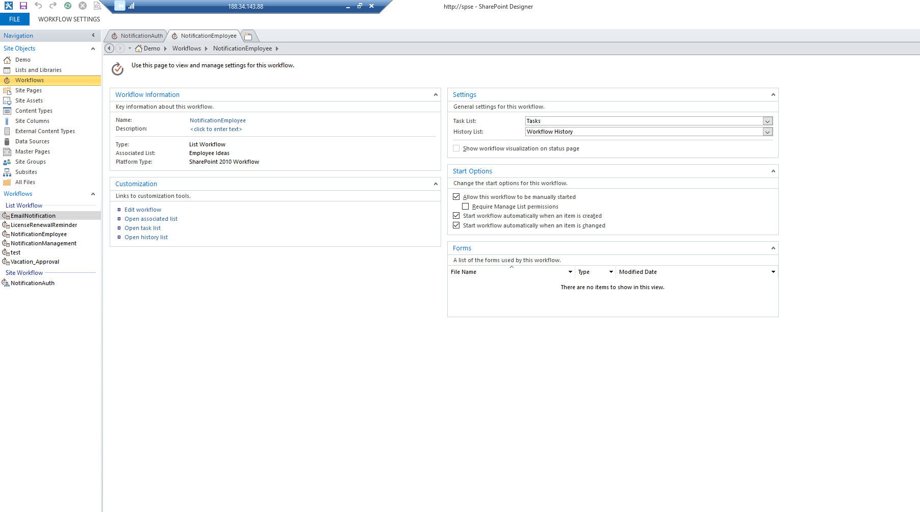 Creating a List Workflow from the Workflows ribbon in SharePoint Designer