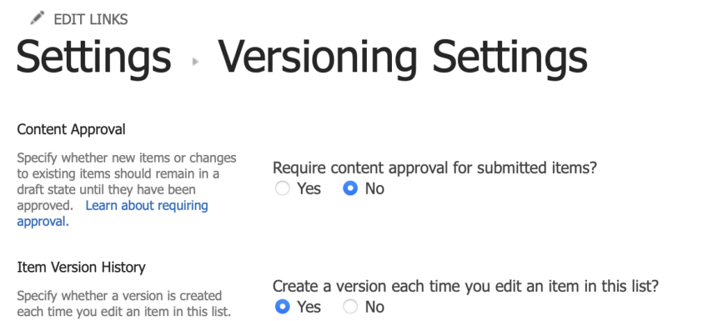 SharePoint list versioning set to create a version each time an item is edited, required for comments