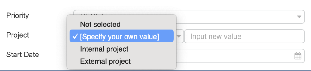 Adding new values to a fill-in choice field directly on the Virto Kanban board