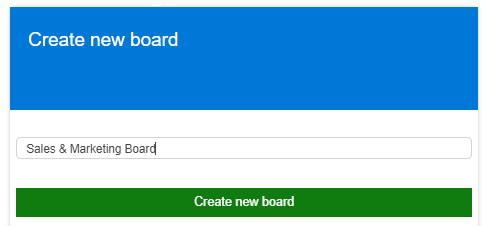 Quick Board field for entering a board name before clicking Create new board