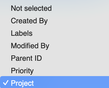 Choosing a field such as project, priority, or created by to define Kanban swimlanes