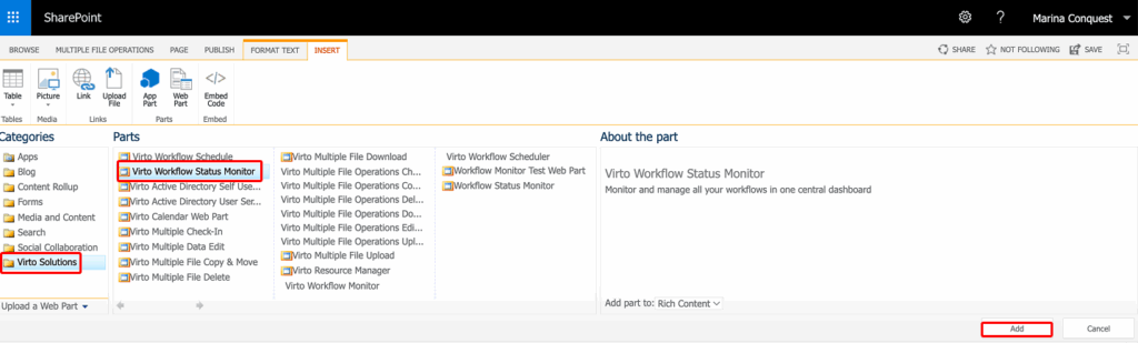 Insert tab and Web Part button on the classic SharePoint ribbon