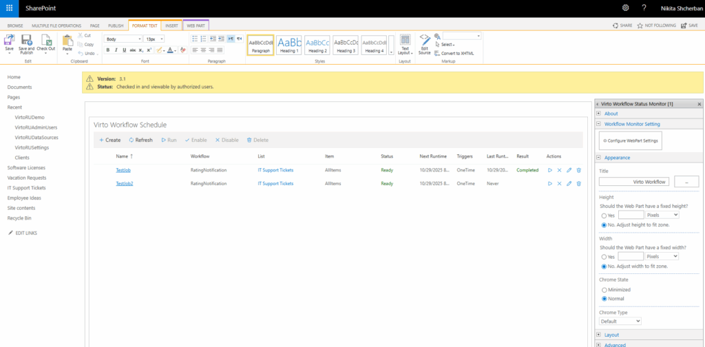 More Workflow Status Monitor web part configuration options in classic SharePoint
