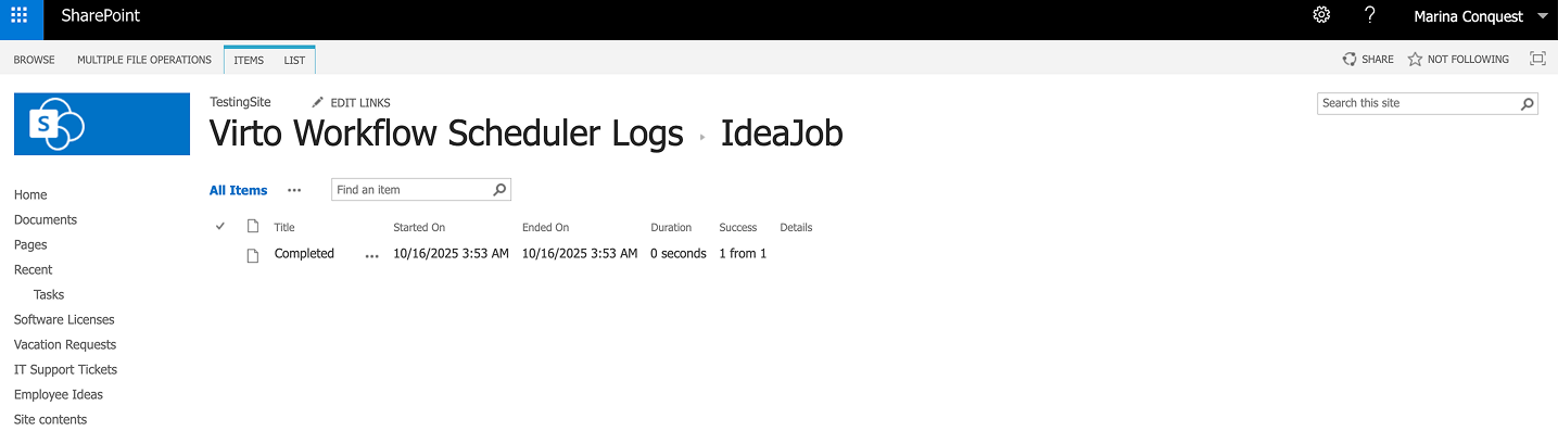 Workflow run details and execution logs in Virto Workflow Scheduler