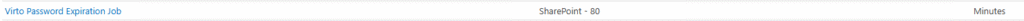 Virto Password Expiration Job row listed in the SharePoint Central Admin timer jobs
