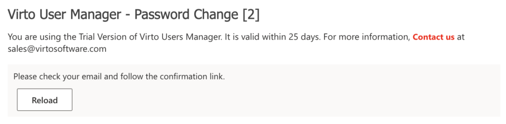 Message prompting the user to check email and follow the confirmation link