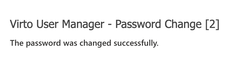 Password Change web part confirming the password was changed successfully