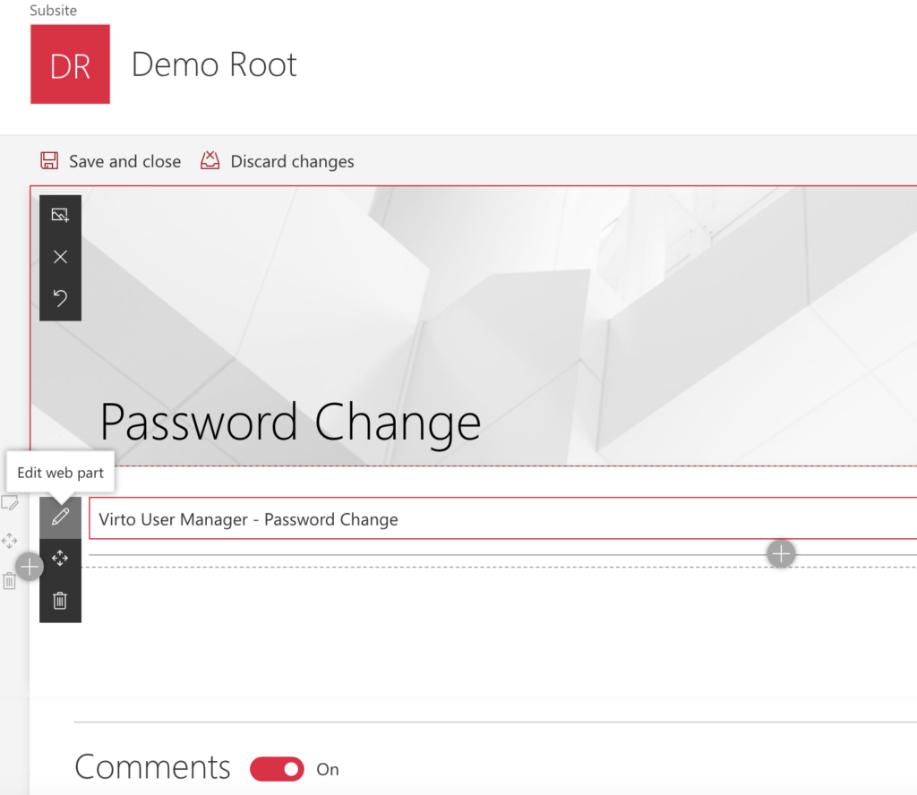Pencil Edit web part icon used to open the web part settings on a SharePoint Modern page