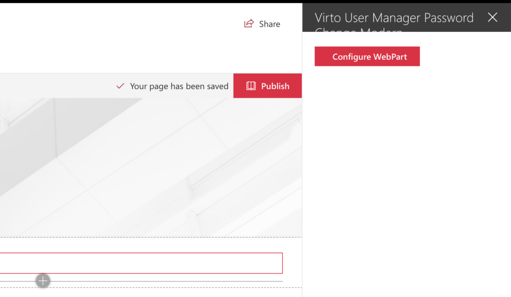 Configure WebPart button in the Virto User Manager web part settings pane