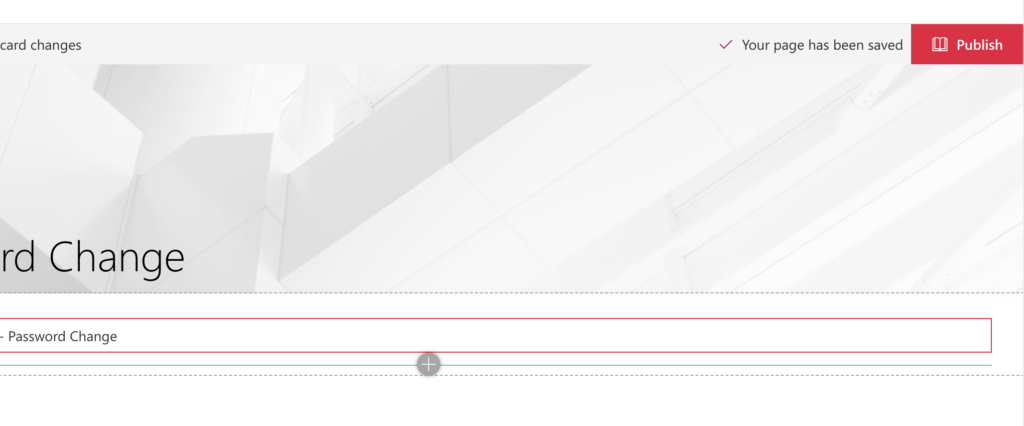 Publish button to make the SharePoint Modern page with the web part live